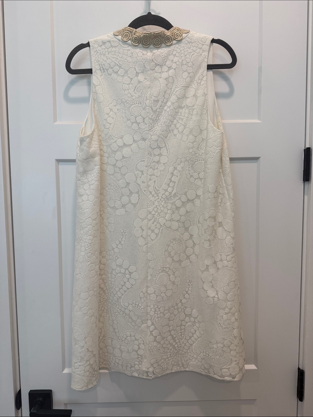 Lilly Pulitzer Ivory Lace Mini Dress with Gold Trim - Picture 4 of 4